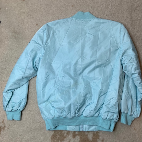 Petals and Peacocks Baby Blue Bomber Jacket - Picture 2 of 2